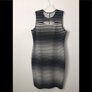 Striped Cutout Midi Dress